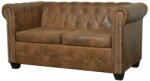 vidaXL Canapea Chesterfield, 2 locuri, maro, piele ecologica GartenMobel Dekor (243619) Canapea