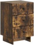 vidaXL Noptiera stejar fumuriu cu 3 sertare, 43 x 41 x 66, 5 cm, lemn prelucrat (893870)