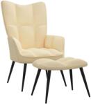 vidaXL Scaun de relaxare cu taburet, alb crem, catifea GartenMobel Dekor (328093)
