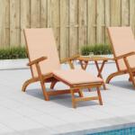 vidaXL Sezlong pliabil si culisant 2 pcs Bej Lemn Solid de Acacia GartenMobel Dekor (3415404)
