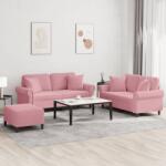 vidaXL Set canapea cu perne, 3 piese, roz, catifea GartenMobel Dekor (3202243) Canapea