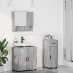 vidaXL Set de mobilier pentru baie cu sertar cu usa 3 pcs Gri Sonoma GartenMobel Dekor (3392959)