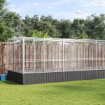 vidaXL Voliera de pasari cu extensie, argintiu, 832x207x212 cm, otel GartenMobel Dekor (3214274)