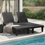 vidaXL Sezlong dublu, negru, 155x138x83 cm, polipropilena GartenMobel Dekor (364150)