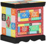 vidaXL Set 2 noptiere multicolore din lemn masiv de mango cu 2 sertare, 40x35x45 cm (4017565)