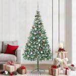 vidaXL Brad de Craciun artificial cu 300 LED Verde 210 cm PVC si Otel GartenMobel Dekor (3396725)