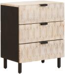 vidaXL Noptiera alba din lemn masiv de mango, 3 sertare, 50x33x62 cm (4017873)