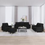 vidaXL Set de canapele cu perne, 4 piese, negru, textil GartenMobel Dekor (3201254) Canapea