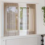 vidaXL Perdele Voile cu buzunare pentru bare 2 buc maro deschis GartenMobel Dekor (4102221)