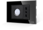 Luxion Senzor de Miscare 2M si Priza Ingusta LUXION cu Rama din Sticla, Standard Italian, 3M SmartElectro IntelligentHouse (LXI-051/52GF-B)