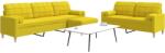 vidaXL Set canapele cu taburet/perne, 3 piese, galben deschis, textil GartenMobel Dekor (3278348) Canapea