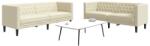 vidaXL Set canapele Chesterfield cu 2 locuri, crem, piele eco. GartenMobel Dekor (3209275) Canapea