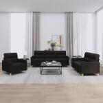 vidaXL Set de canapele cu perne, 3 piese, negru, textil GartenMobel Dekor (3201540) Canapea