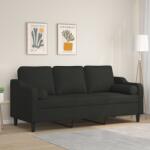 vidaXL Canapea cu 3 locuri cu pernute, negru, 180 cm, textil GartenMobel Dekor (3200857) Canapea