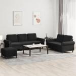 vidaXL Set de canapele cu perne, 3 piese, negru, catifea GartenMobel Dekor (3202265) Canapea