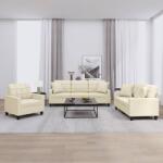vidaXL Set de canapele cu perne, 3 piese, crem, piele ecologica GartenMobel Dekor (3201349) Canapea