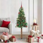vidaXL Brad de Craciun subtire Verde 150 cm PVC si lemn de PIN masiv GartenMobel Dekor (3394859)