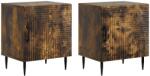 vidaXL Set 2 noptiere stejar fumuriu 43x34, 5x50 cm, cu usa si picioare metalice (894806)