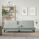 vidaXL Canapea extensibila cu suporturi de pahar, gri deschis, catifea GartenMobel Dekor (351920) Canapea