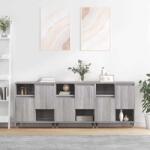 vidaXL Servanta, 3 buc. , sonoma gri, lemn prelucrat GartenMobel Dekor (3190147) Comoda