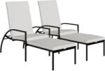 vidaXL Sezlonguri cu suport de picioare, 2 buc. , negru, poliratan GartenMobel Dekor (317632)