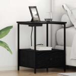 vidaXL Cabinet de noptiere cu statie de încarcare 2 pcs Stejar negru GartenMobel Dekor (859431)