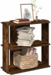 vidaXL Biblioteca 3 niveluri stejar fumuriu 60x30x60 cm lemn prelucrat GartenMobel Dekor (860251) Biblioteca