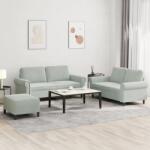 vidaXL Set de canapele cu perne, 3 piese, gri deschis, catifea GartenMobel Dekor (3202220) Canapea