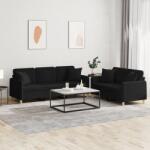 vidaXL Set de canapele cu perne, 2 piese, negru, material textil GartenMobel Dekor (3202138) Canapea
