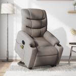 vidaXL Fotoliu electric masaj rabatabil cu ridicare, gri taupe, textil GartenMobel Dekor (3206679)
