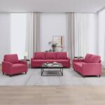 vidaXL Set canapea cu perne, 3 piese, rosu vin, catifea GartenMobel Dekor (3201480) Canapea