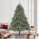 vidaXL Brad de Craciun artificial Verde 240 cm PVC si Plastic si Otel GartenMobel Dekor (3395257)