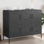 vidaXL Dulap, negru, 100, 5x39x79 cm, otel laminat la rece GartenMobel Dekor (843096) Comoda