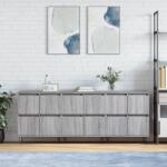 vidaXL Servanta, 3 buc. , sonoma gri, lemn prelucrat GartenMobel Dekor (3190203) Comoda