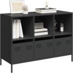 vidaXL Dulap, negru, 101, 5x39x73, 5 cm, otel laminat la rece GartenMobel Dekor (851364) Comoda