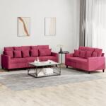 vidaXL Set canapele cu perne, 2 piese, rosu vin, catifea GartenMobel Dekor (3201724) Canapea
