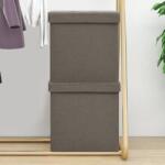 vidaXL Taburete depozitare pliabile 2 buc. gri taupe imitatie panza GartenMobel Dekor (338778)