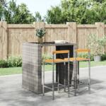 vidaXL Scaune de bar, 2 buc, gri, poliratan si lemn masiv de acacia GartenMobel Dekor (362607)