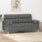 vidaXL Canapea cu 2 locuri cu pernute, gri închis, 140 cm, textil GartenMobel Dekor (3200822) Canapea