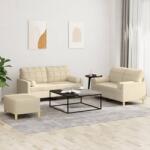 vidaXL Set de canapele cu perne, 3 piese, crem, textil GartenMobel Dekor (3201300) Canapea