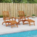 vidaXL Sezlong pliabil si culisant 2 pcs natural Lemn Solid de Acacia GartenMobel Dekor (3415407)
