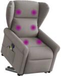 vidaXL Fotoliu rabatabil de masaj cu ridicare, gri taupe, textil GartenMobel Dekor (3303391)