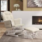 vidaXL Scaun glisant cu taburet, alb crem, material textil GartenMobel Dekor (351663) Balansoar