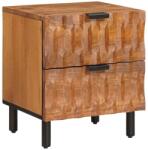 vidaXL Noptiera maro din lemn masiv de mango, 2 sertare, 40 x 33 x 46 cm (4017898)