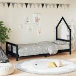 vidaXL Cadru de pat pentru copii, negru, 80x200 cm, lemn masiv de pin GartenMobel Dekor (834566)