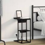 vidaXL Noptiera stejar negru cu statie de încarcare, 41, 5x26x60, 5 cm (859590)