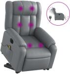 vidaXL Fotoliu masaj rabatabil electric cu ridicare, gri, piele eco GartenMobel Dekor (3205288)