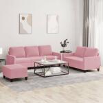 vidaXL Set de canapele cu perne, 3 piese, roz, catifea GartenMobel Dekor (3201529) Canapea