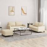 vidaXL Set de canapele cu perne, 3 piese, crem, textil GartenMobel Dekor (3201454) Canapea
