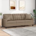 vidaXL Canapea cu 3 locuri cu pernute, cappuccino, 180 cm, piele eco. GartenMobel Dekor (3200812) Canapea